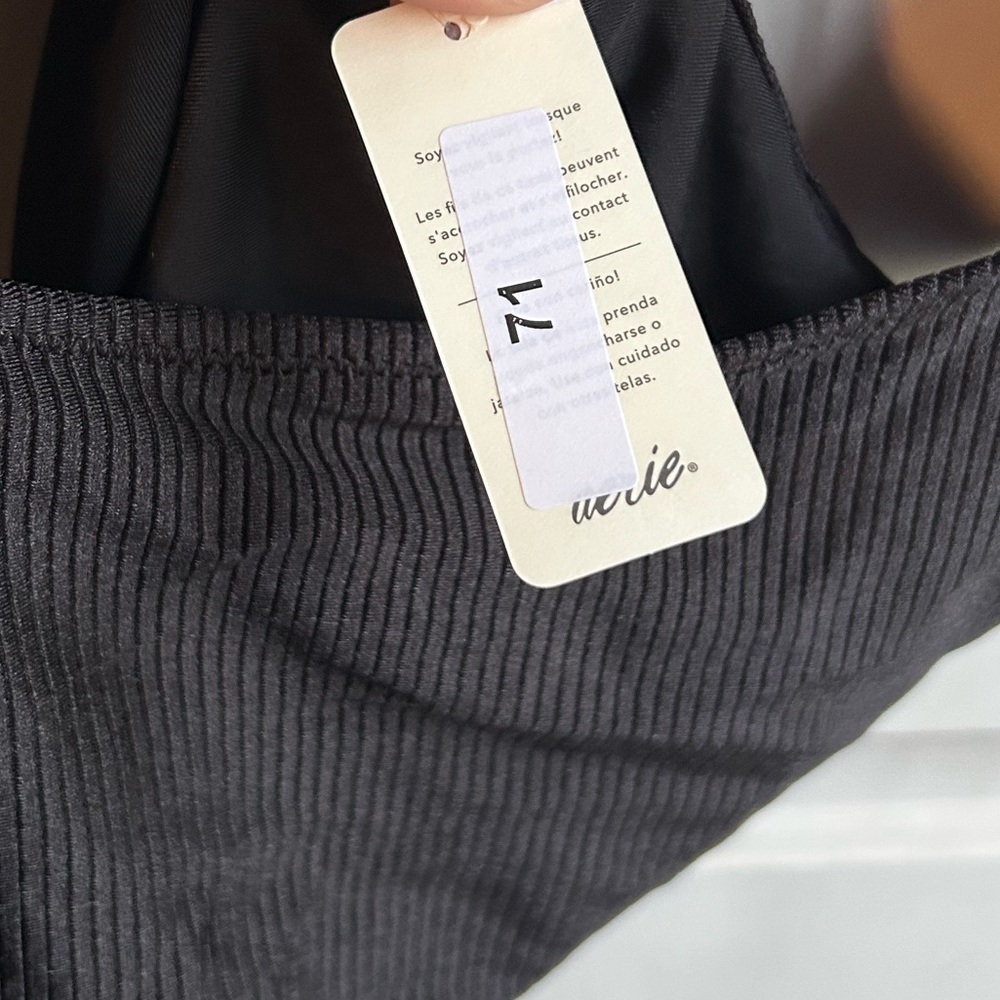 Aerie Shine Rib Birthday Scoop Cheekiest One Piece Swimsuit XXL True Black NWT - Picture 9 of 9